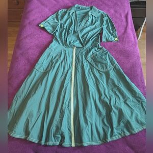 40s Green A-line Dress